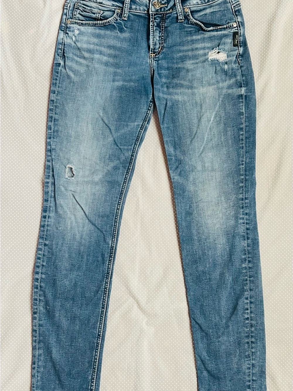 Women’s Silver Jeans Co Boyfriend Fit Distressed Blue Jeans